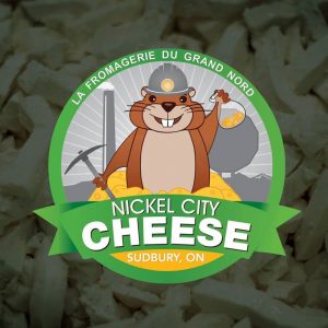 Nickel City Cheese Curds Logo featuring an illustration of a beaver in a hardhat