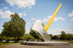 this is the world's largest axe, shining in the sun