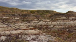 The desert like cliffs in the badlands of Drumheller